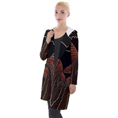 Red Gold Black Voracious Plant Leaf Hooded Pocket Cardigan