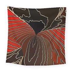 Red Gold Black Voracious Plant Leaf Square Tapestry (large)