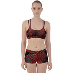 Red Gold Black Voracious Plant Leaf Perfect Fit Gym Set