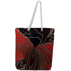 Red Gold Black Voracious Plant Leaf Full Print Rope Handle Tote (large) by Bangk1t