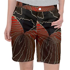 Red Gold Black Voracious Plant Leaf Women s Pocket Shorts