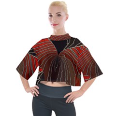 Red Gold Black Voracious Plant Leaf Mock Neck Tee