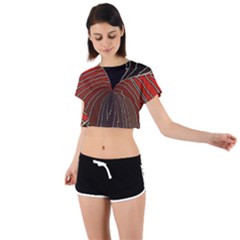 Red Gold Black Voracious Plant Leaf Tie Back Short Sleeve Crop Tee by Bangk1t