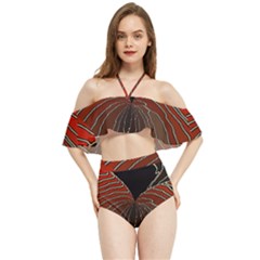 Red Gold Black Voracious Plant Leaf Halter Flowy Bikini Set  by Bangk1t