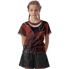 Red Gold Black Voracious Plant Leaf Kids  Front Cut Tee