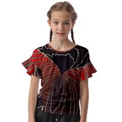 Red Gold Black Voracious Plant Leaf Kids  Cut Out Flutter Sleeves by Bangk1t