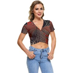 Red Gold Black Voracious Plant Leaf Short Sleeve Foldover Tee by Bangk1t