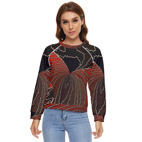 Red Gold Black Voracious Plant Leaf Women s Long Sleeve Raglan Tee by Bangk1t