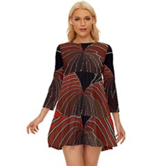 Red Gold Black Voracious Plant Leaf Long Sleeve Babydoll Dress by Bangk1t