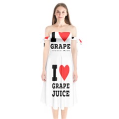 I Love Grape Juice Shoulder Tie Bardot Midi Dress by ilovewhateva