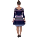 Horizontal Line Strokes Color Lines Quarter Sleeve Skater Dress View2