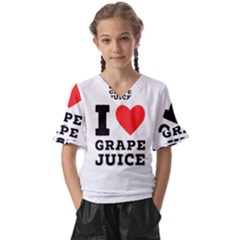 I Love Grape Juice Kids  V-neck Horn Sleeve Blouse by ilovewhateva