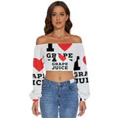 I Love Grape Juice Long Sleeve Crinkled Weave Crop Top by ilovewhateva