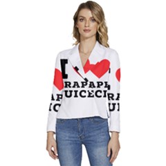 I Love Grape Juice Women s Long Sleeve Revers Collar Cropped Jacket by ilovewhateva