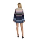 Horizontal Line Strokes Color Lines Round Neck Long Sleeve Bohemian Style Chiffon Mini Dress View4