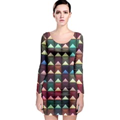 Diamond Geometric Square Design Pattern Long Sleeve Bodycon Dress by Bangk1t