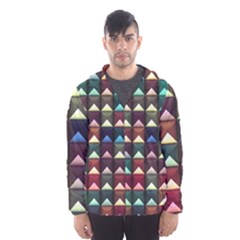 Diamond Geometric Square Design Pattern Men s Hooded Windbreaker by Bangk1t