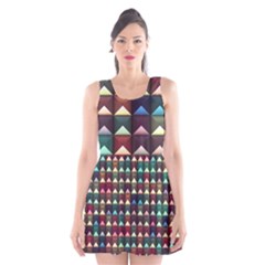 Diamond Geometric Square Design Pattern Scoop Neck Skater Dress by Bangk1t