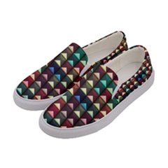 Diamond Geometric Square Design Pattern Women s Canvas Slip Ons by Bangk1t