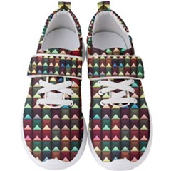 Diamond Geometric Square Design Pattern Men s Velcro Strap Shoes by Bangk1t