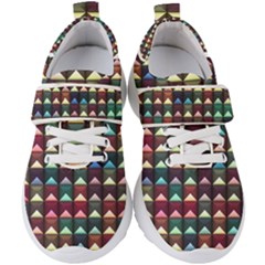 Diamond Geometric Square Design Pattern Kids  Velcro Strap Shoes by Bangk1t