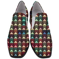 Diamond Geometric Square Design Pattern Women Slip On Heel Loafers by Bangk1t