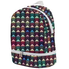 Diamond Geometric Square Design Pattern Zip Bottom Backpack by Bangk1t