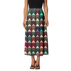 Diamond Geometric Square Design Pattern Classic Midi Chiffon Skirt by Bangk1t