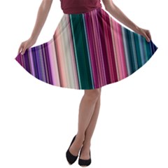 Vertical Line Color Lines Texture A-line Skater Skirt by Bangk1t