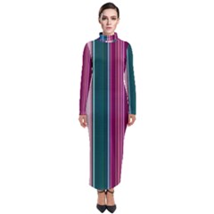 Vertical Line Color Lines Texture Turtleneck Maxi Dress by Bangk1t