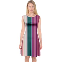 Vertical Line Color Lines Texture Capsleeve Midi Dress by Bangk1t