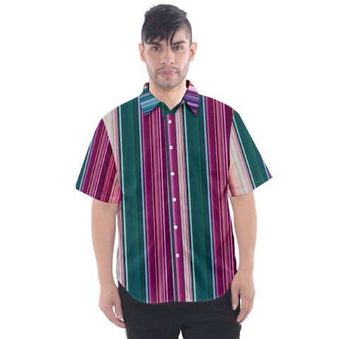 Vertical Line Color Lines Texture Men s Short Sleeve Shirt by Bangk1t