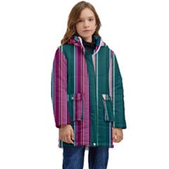 Vertical Line Color Lines Texture Kids  Hooded Longline Puffer Jacket by Bangk1t