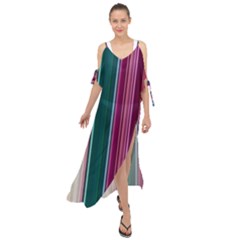 Vertical Line Color Lines Texture Maxi Chiffon Cover Up Dress by Bangk1t