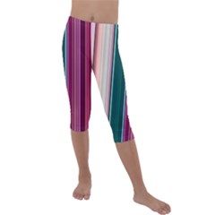 Vertical Line Color Lines Texture Kids  Lightweight Velour Capri Leggings  by Bangk1t