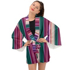 Vertical Line Color Lines Texture Long Sleeve Kimono by Bangk1t