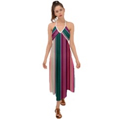 Vertical Line Color Lines Texture Halter Tie Back Dress  by Bangk1t