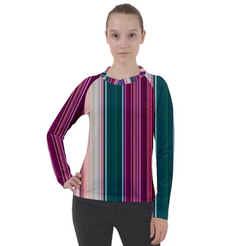 Vertical Line Color Lines Texture Women s Pique Long Sleeve Tee by Bangk1t