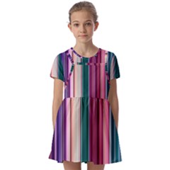 Vertical Line Color Lines Texture Kids  Short Sleeve Pinafore Style Dress by Bangk1t