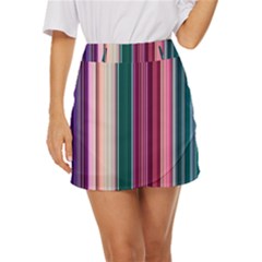 Vertical Line Color Lines Texture Mini Front Wrap Skirt by Bangk1t