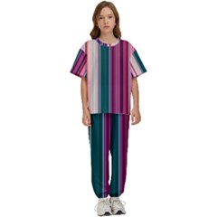 Vertical Line Color Lines Texture Kids  Tee And Pants Sports Set by Bangk1t