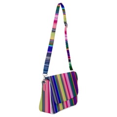 Pastel Colors Striped Pattern Shoulder Bag With Back Zipper by Bangk1t