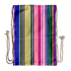 Pastel Colors Striped Pattern Drawstring Bag (large) by Bangk1t