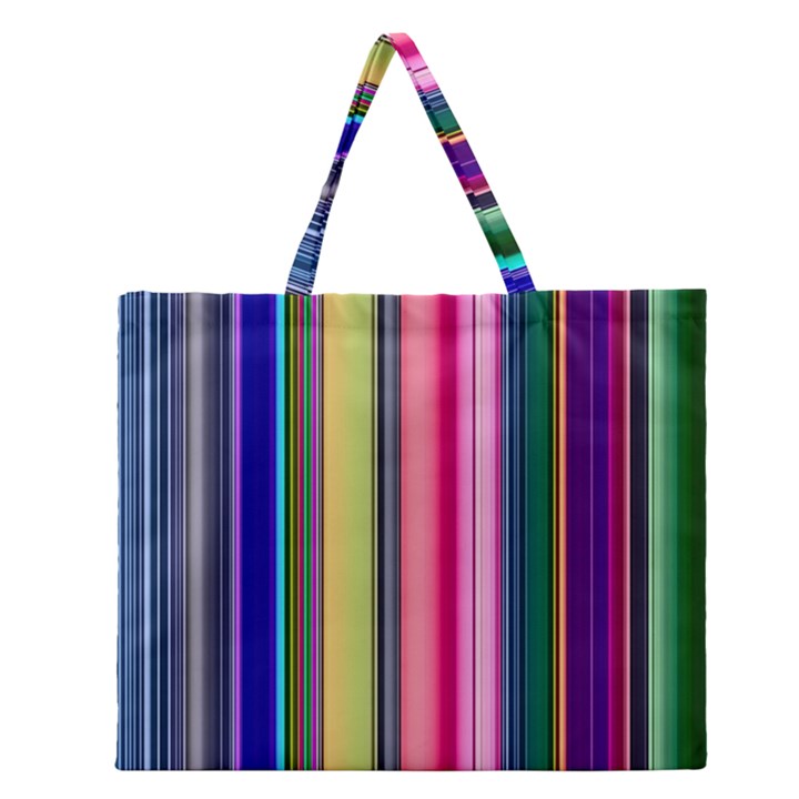 Pastel Colors Striped Pattern Zipper Large Tote Bag