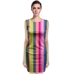 Pastel Colors Striped Pattern Sleeveless Velvet Midi Dress by Bangk1t