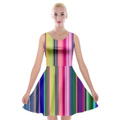 Pastel Colors Striped Pattern Velvet Skater Dress by Bangk1t