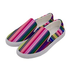 Pastel Colors Striped Pattern Women s Canvas Slip Ons by Bangk1t