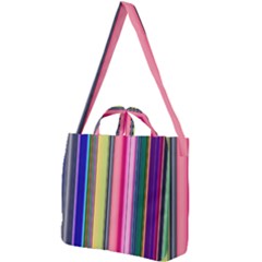 Pastel Colors Striped Pattern Square Shoulder Tote Bag by Bangk1t