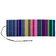 Pastel Colors Striped Pattern Roll Up Canvas Pencil Holder (m) by Bangk1t