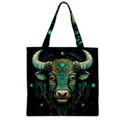 Bull Star Sign Zipper Grocery Tote Bag by Bangk1t